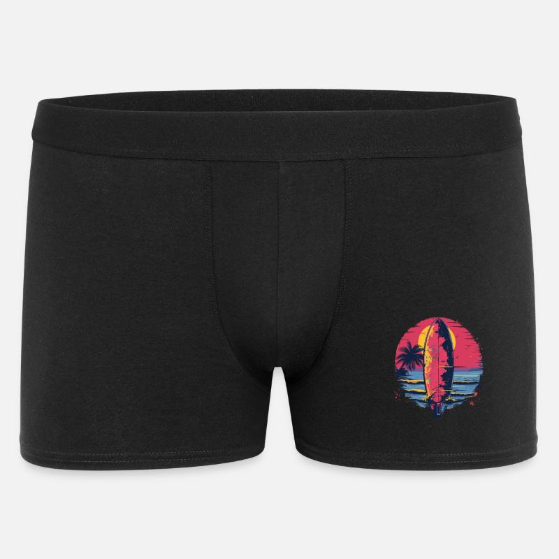 Surfbrett Synthwave - Männer Boxer Shorts - Schwarz