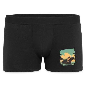 Nilpferd Retro - Männer Boxer Shorts - Schwarz - Vorne