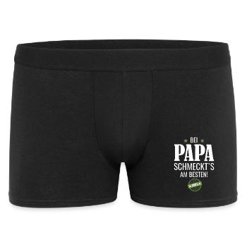 Bei Papa schmeckts am besten - Männer Boxer Shorts - Schwarz - Vorne