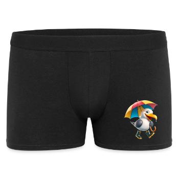 Playful Seagull Character with Umbrella - Men's Boxer Shorts - black - Front