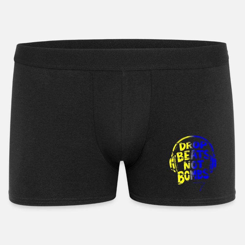 Drop Beats Not Bombs yellow blue - Männer Boxer Shorts - Schwarz