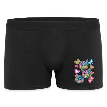 Chats Chat Rétro Papillons Coeur Vintage - Boxer Homme - noir - Devant