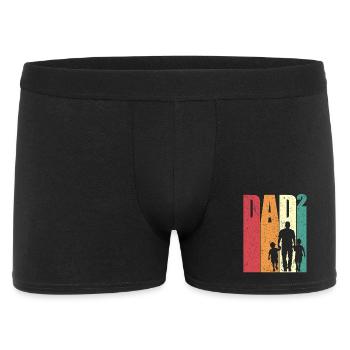 Dad Hoch 2 Vater Tochter Zwei Söhne Papa Geschenk - Männer Boxer Shorts - Schwarz - Vorne