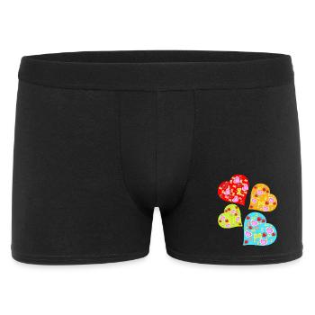 Retro Heart Hearts Vintage Strawberries Butterflies - Men's Boxer Shorts - black - Front