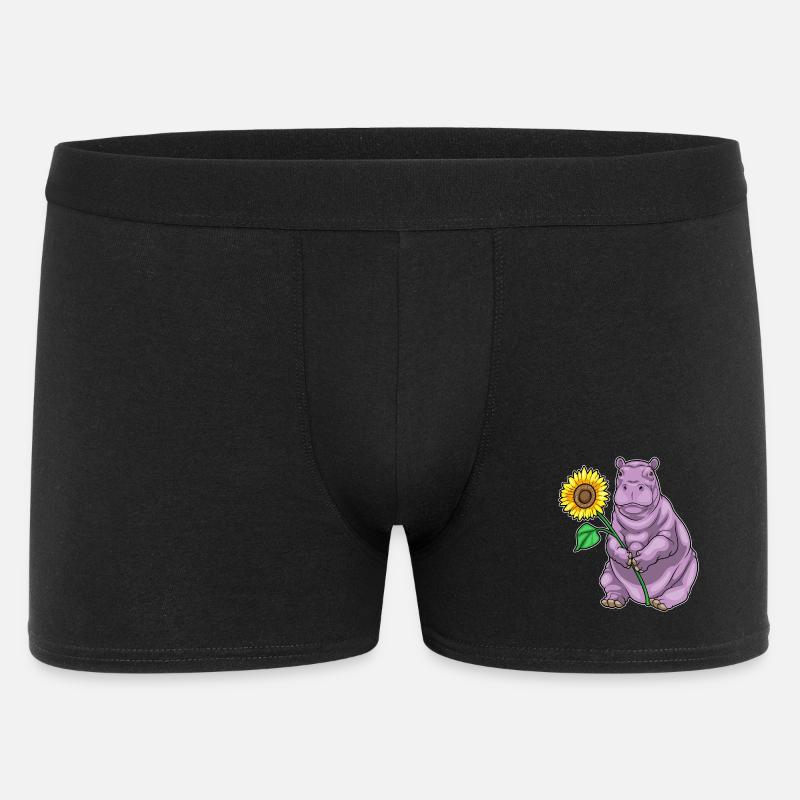 Nilpferd Sonnenblume Blumen - Männer Boxer Shorts - Schwarz
