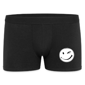 Zwinkerndes Lächeln - Männer Boxer Shorts - Schwarz - Vorne