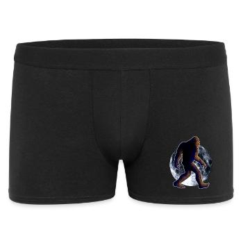 Bigfoot Sasquatch und Mond - Männer Boxer Shorts - Schwarz - Vorne