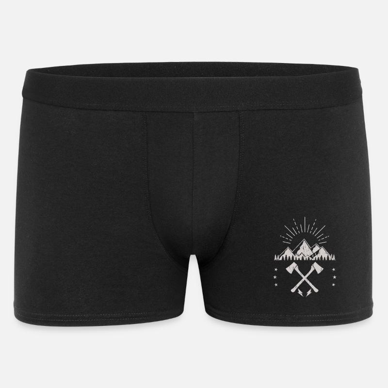 Rugged Mountain Sunrise Axe Emblem - Men's Boxer Shorts - black