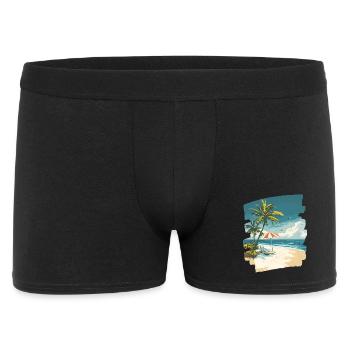 Plage Palmiers Soleil Été - Boxer Homme - noir - Devant