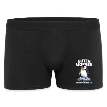 Bonjour? Glace très mince ! Pingouin drôle - Boxer Homme - noir - Devant