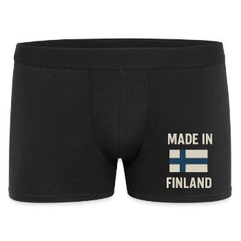 Finnische Flagge und Text Made in Finland - Männer Boxer Shorts - Schwarz - Vorne