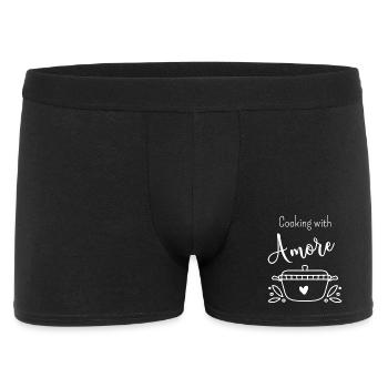 Kochen | Kochen Design | coocking with amore | - Männer Boxer Shorts - Schwarz - Vorne