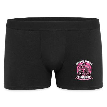 Biker Oma Cartoon Illustration - Männer Boxer Shorts - Schwarz - Vorne