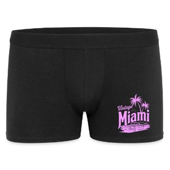 Vintage Miami Pink Palmen & Oldtimer Design - Männer Boxer Shorts - Schwarz - Vorne