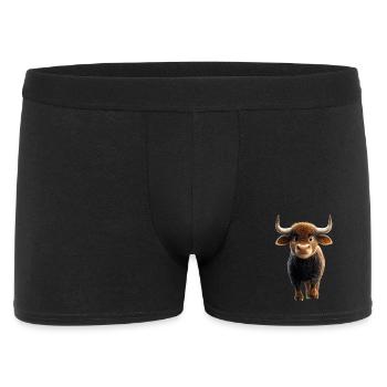 Stier Bulle Ochse Rind Bauernhof Kuh Taurus Bullen - Männer Boxer Shorts - Schwarz - Vorne