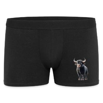 Stier Bulle Ochse Rind Bauernhof Kuh Taurus Bullen - Männer Boxer Shorts - Schwarz - Vorne
