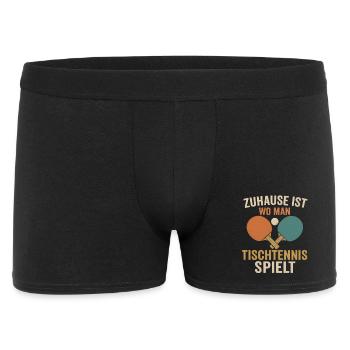 Zuhause ist Tischtennis – Heimspiel-Motiv - Männer Boxer Shorts - Schwarz - Vorne