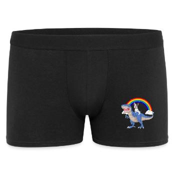 Playful Dinosaur with Rainbow and French Bulldog - Men's Boxer Shorts - black - Front