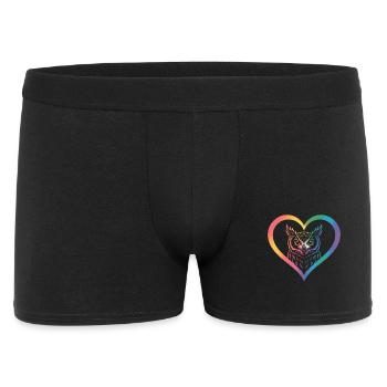 Regenbogen Eulen Herz Design - Männer Boxer Shorts - Schwarz - Vorne