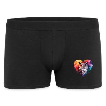 Fern hawk in colorful watercolor heart - Men's Boxer Shorts - black - Front