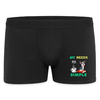 My Needs Are Simple Boston Terrier Coffee and book - Men's Boxer Shorts - black - Front