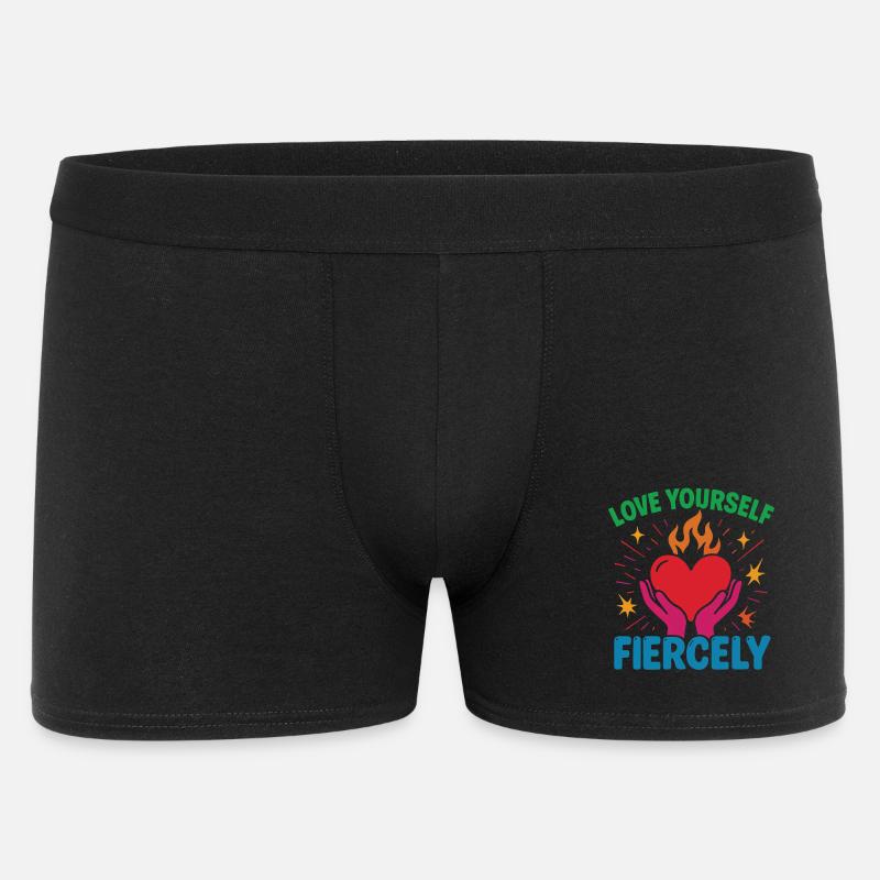 Liebe Dich Selbst Heftig Achtsamkeit Affirmation - Männer Boxer Shorts - Schwarz