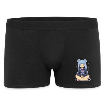 Kawaii Blauhaariges Mädchen Illustration - Männer Boxer Shorts - Schwarz - Vorne