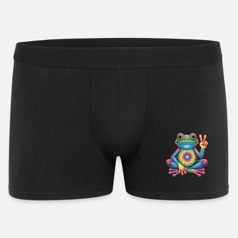 Frosch Tie-Dye Hippie Frieden Zeichen - Männer Boxer Shorts - Schwarz