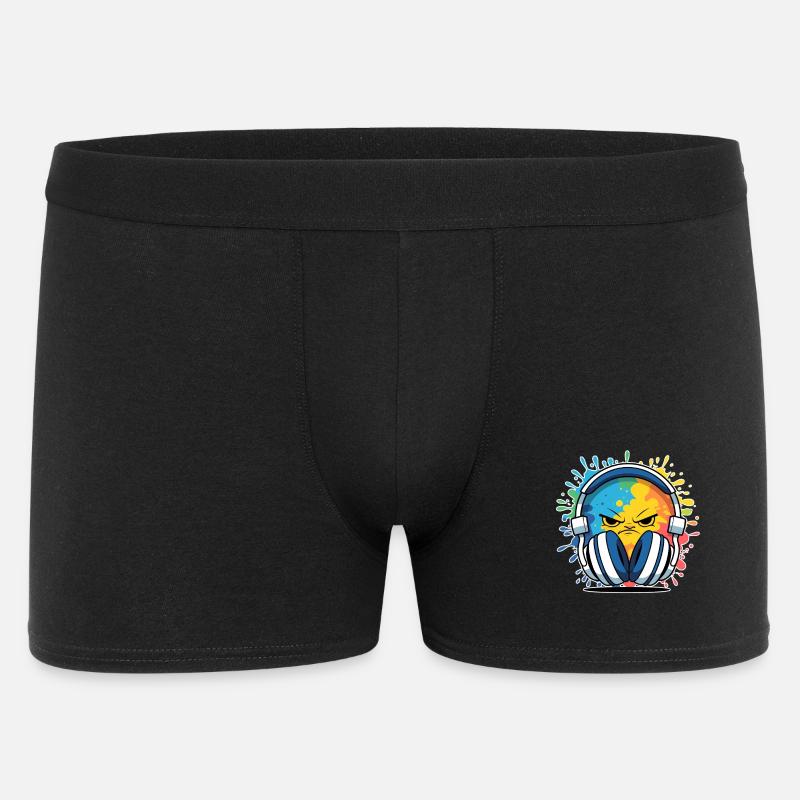 Kompakte DJ-Cartoon mit Kopfhörern - Männer Boxer Shorts - Schwarz