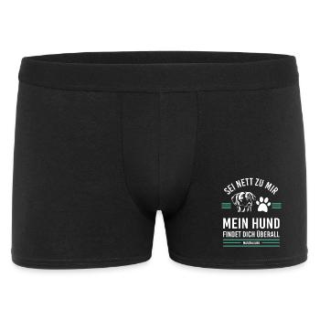Mantrailing Sei nett zu mir menín Hund findet dich - Männer Boxer Shorts - Schwarz - Vorne