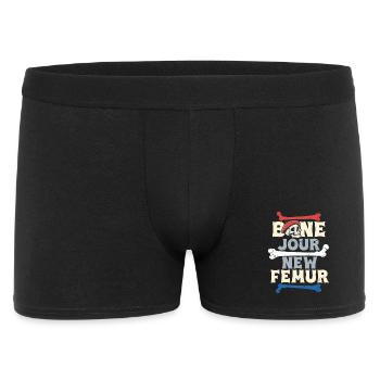 Beinbruch Gebrochener Oberschenkel Bone Jour - Männer Boxer Shorts - Schwarz - Vorne