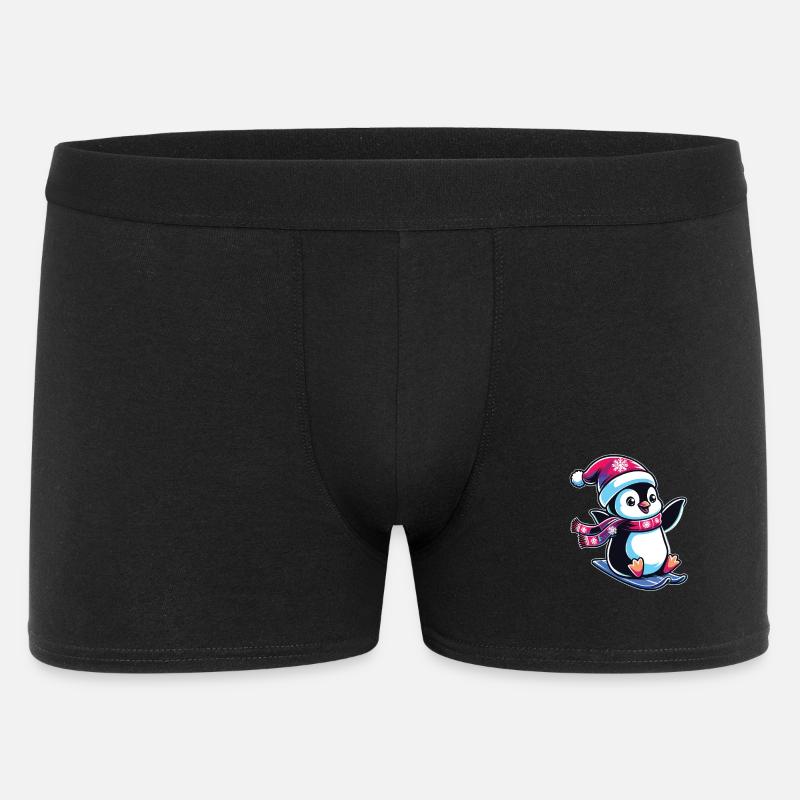 Pingouin Noël Ski Course Pingouins - Boxer Homme - noir