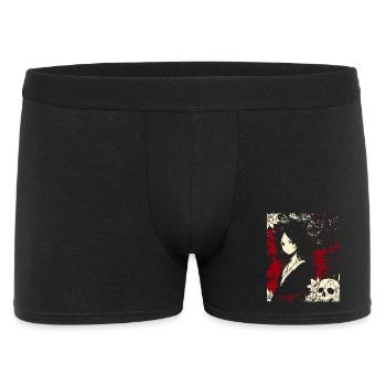 Creepy Dämon Anime Girl im Kimono Artwork - Männer Boxer Shorts - Schwarz - Vorne