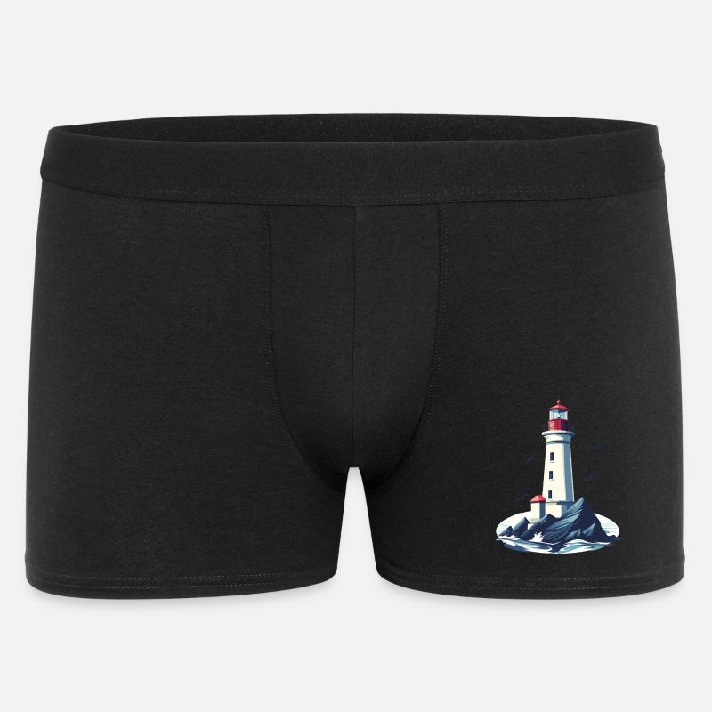 Leuchtturm auf felsiger Küste - Männer Boxer Shorts - Schwarz
