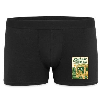 Sind Wir Schon Da? Camping Abenteuer Wohnmobil - Männer Boxer Shorts - Schwarz - Vorne