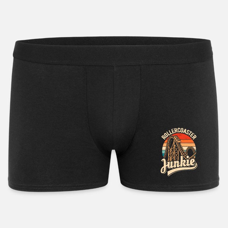 Rollercoaster Junkie - Achterbahn - Looping - Männer Boxer Shorts - Schwarz