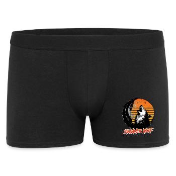 Wolf Spirit EINSAMER WOLF Retro Lustiges - Männer Boxer Shorts - Schwarz - Vorne