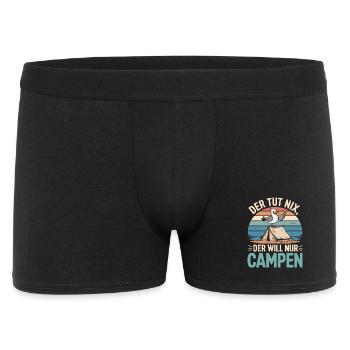 He doesn't do anything, he just wants to camp, seagull, tent, beach - Men's Boxer Shorts - black - Front