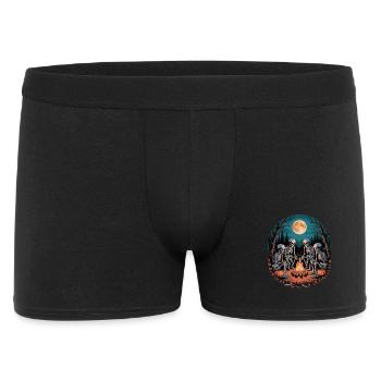 Squelette Camper Randonneur Feu de joie Halloween Camping - Boxer Homme - noir - Devant