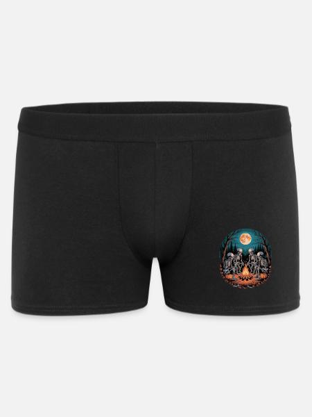 Skeleton Camper Hiker Bonfire Halloween Camping - Men's Boxer Shorts - black