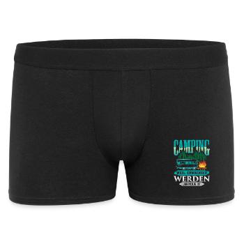 Camper Camping Wohnwagen Spruch - Männer Boxer Shorts - Schwarz - Vorne