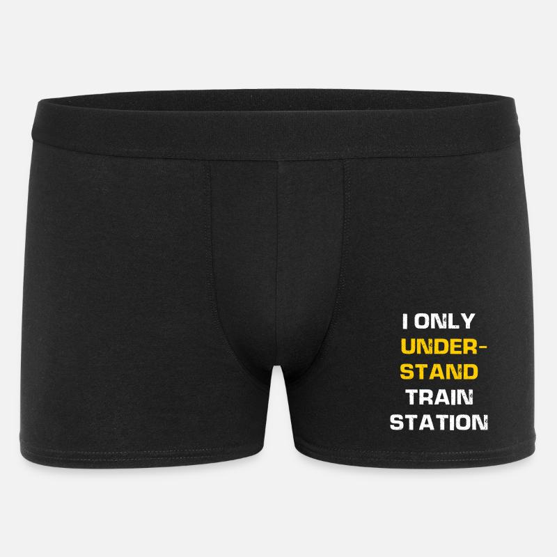 I only understand train station - Männer Boxer Shorts - Schwarz