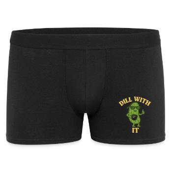 Dill With It – Coole Gurke mit Kaffee - Männer Boxer Shorts - Schwarz - Vorne