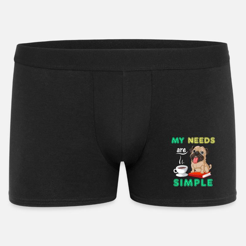 Mops Bücher Kaffeeshirt - Männer Boxer Shorts - Schwarz
