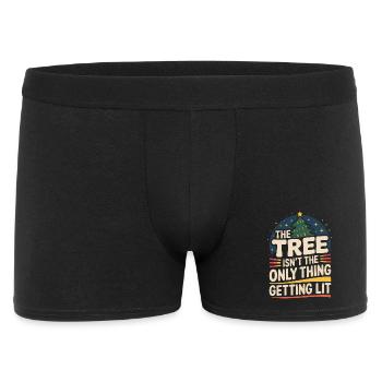 Warming Christmas humor with Christmas tree and text - Men's Boxer Shorts - black - Front