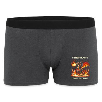 Ignifuge? Mignon. | Fantasy Dragon Pixel Art - Boxer Homme - charbon - Devant