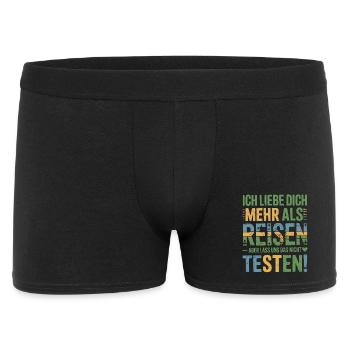 Ich Liebe Dich Mehr Als Reisen Humor - Männer Boxer Shorts - Schwarz - Vorne