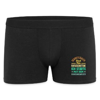 Schrittzähler? Ich nutze den Bewegungsmelder - Männer Boxer Shorts - Schwarz - Vorne