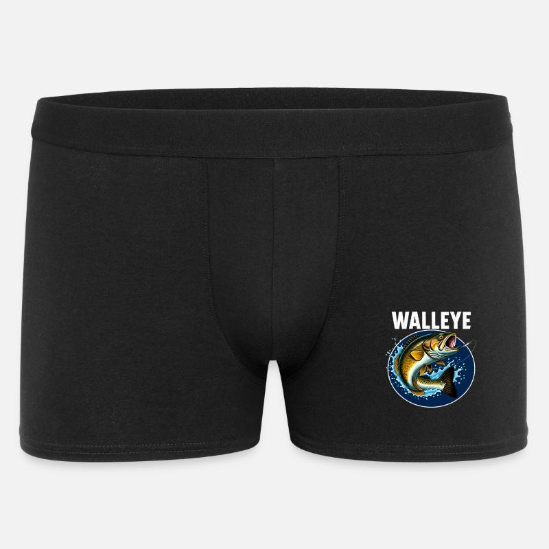 Walleye Fisch Sprungfisch Motiv - Männer Boxer Shorts - Schwarz