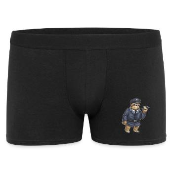 Faultier Polizist Mikrofon Polizei - Männer Boxer Shorts - Schwarz - Vorne